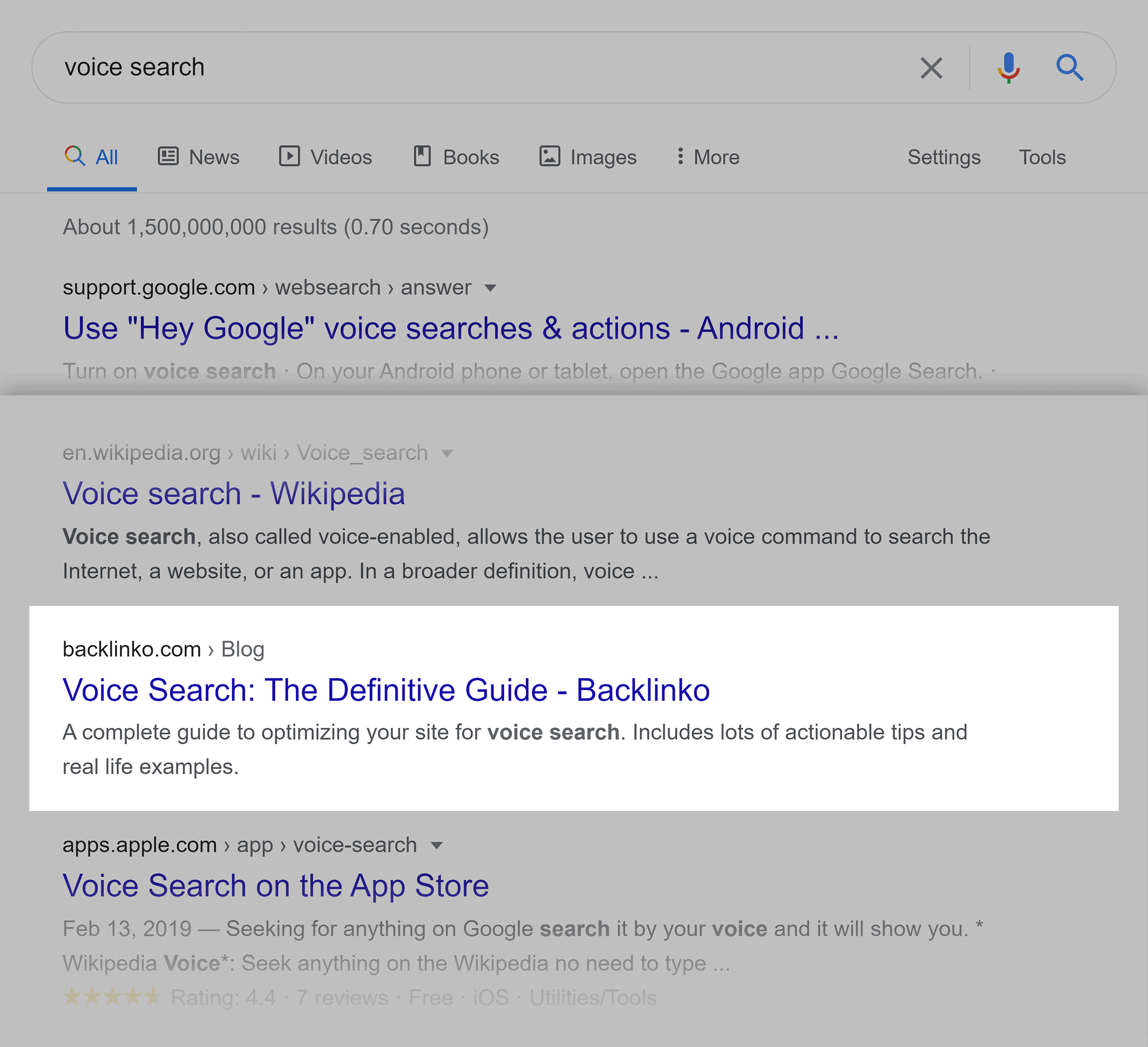 Google SERP – Voice search