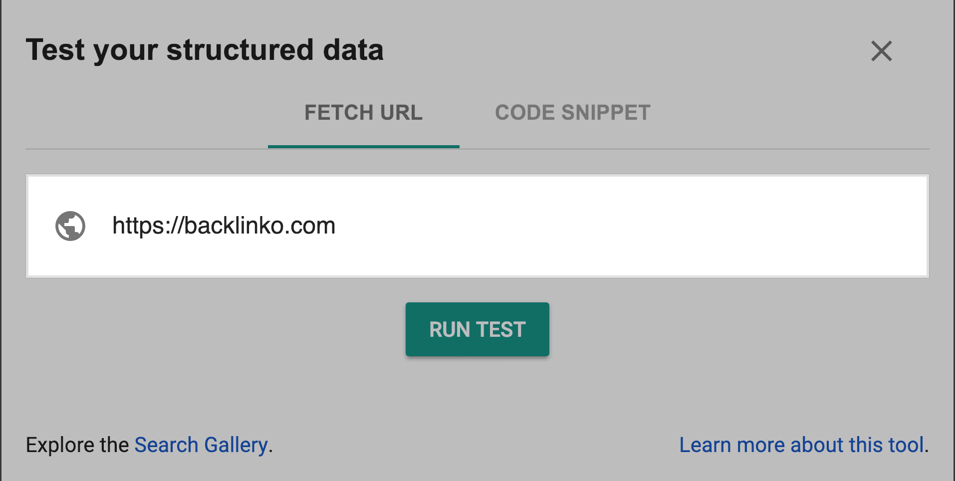Google Structured Data Testing Tool – Add URL