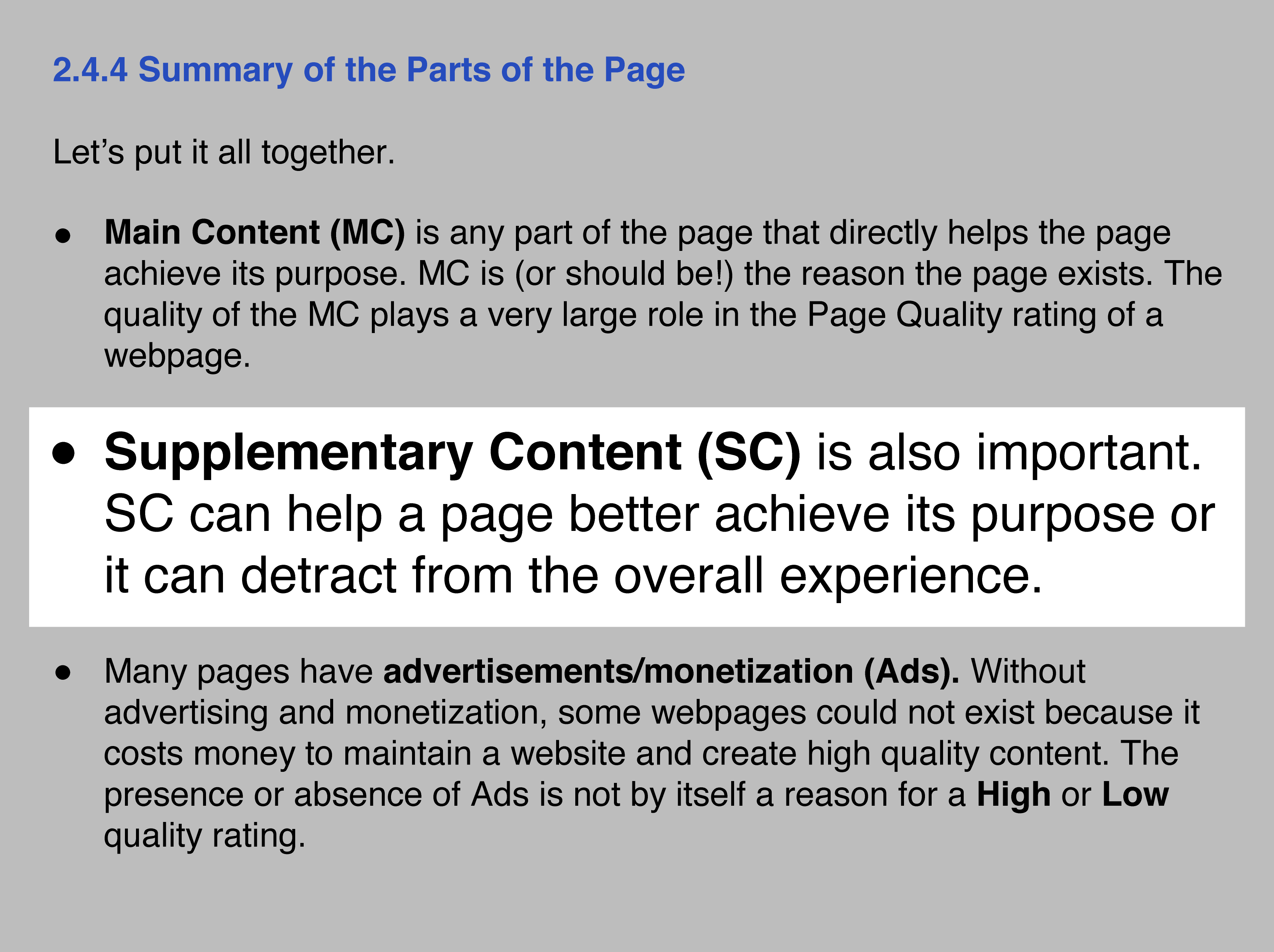 Google – Supplementary content