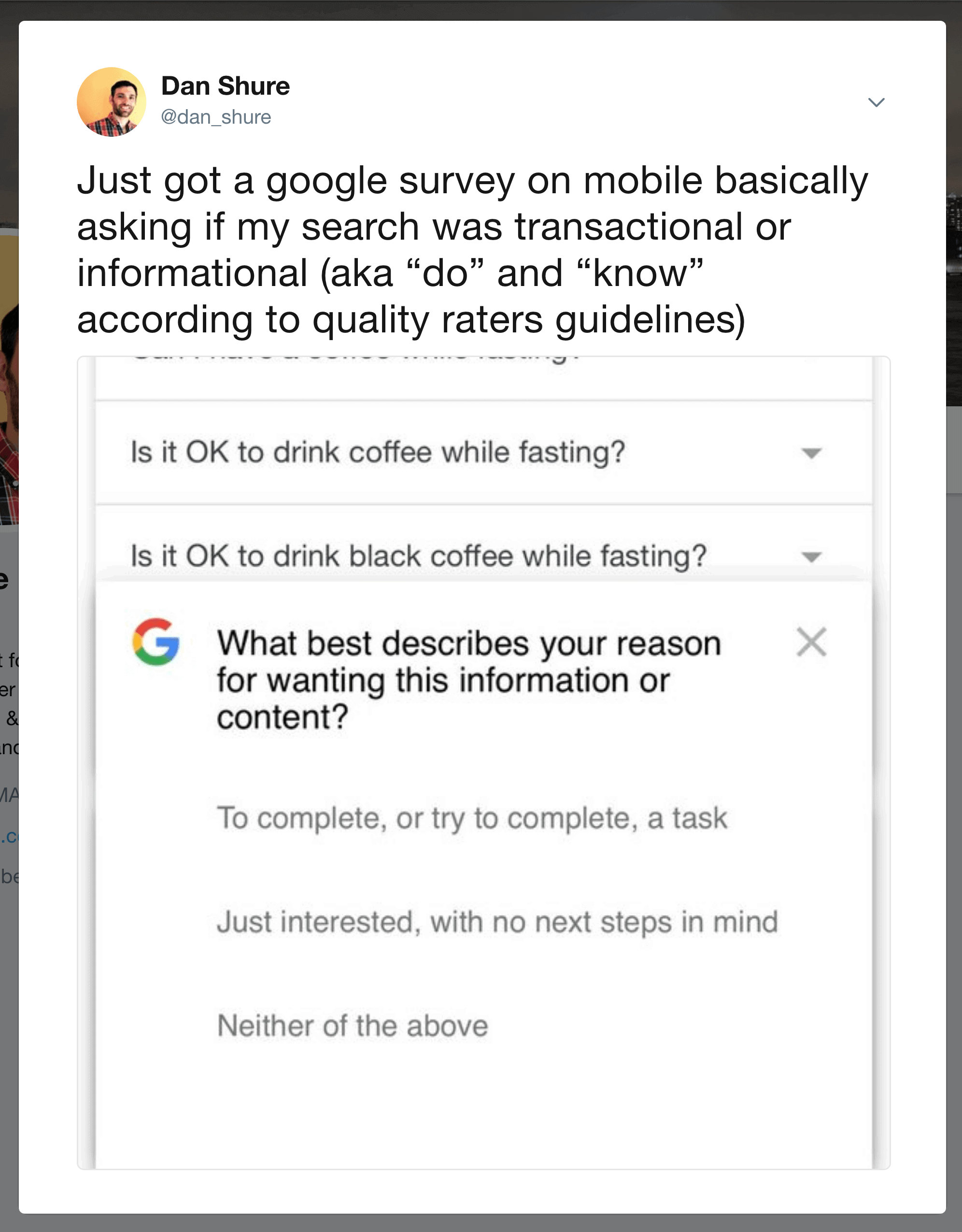 Google user intent survey