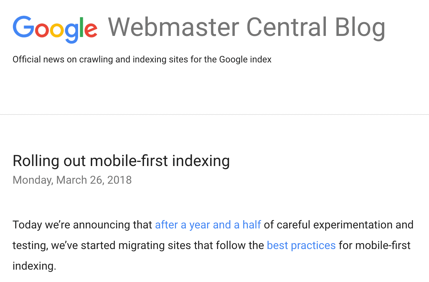 Google using mobile-first algorithm