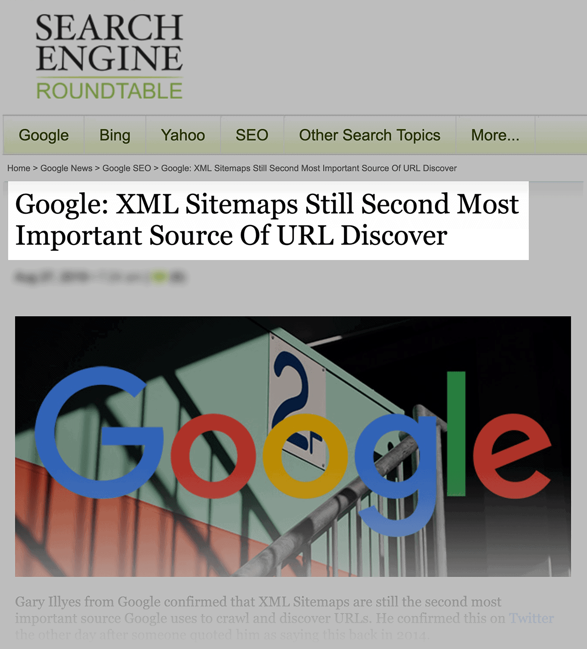 Google: XML Sitemaps are the second most important source