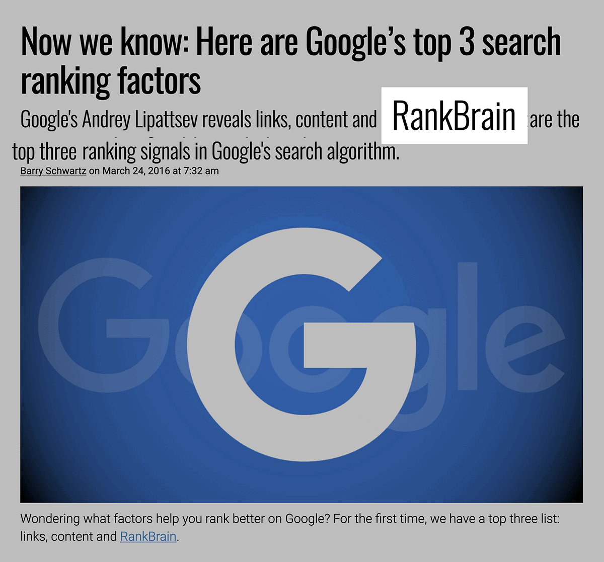 Google&#039;s top three ranking factors