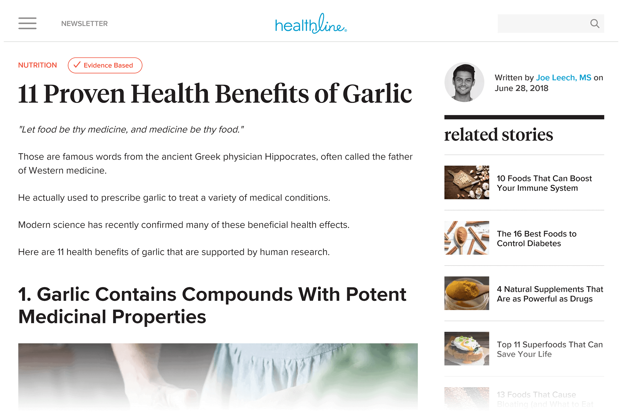Healthline article
