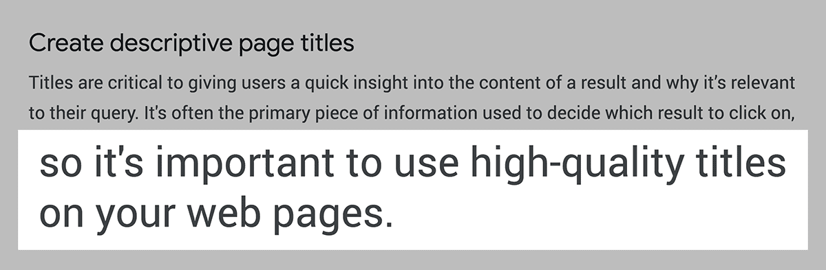 High quality page titles