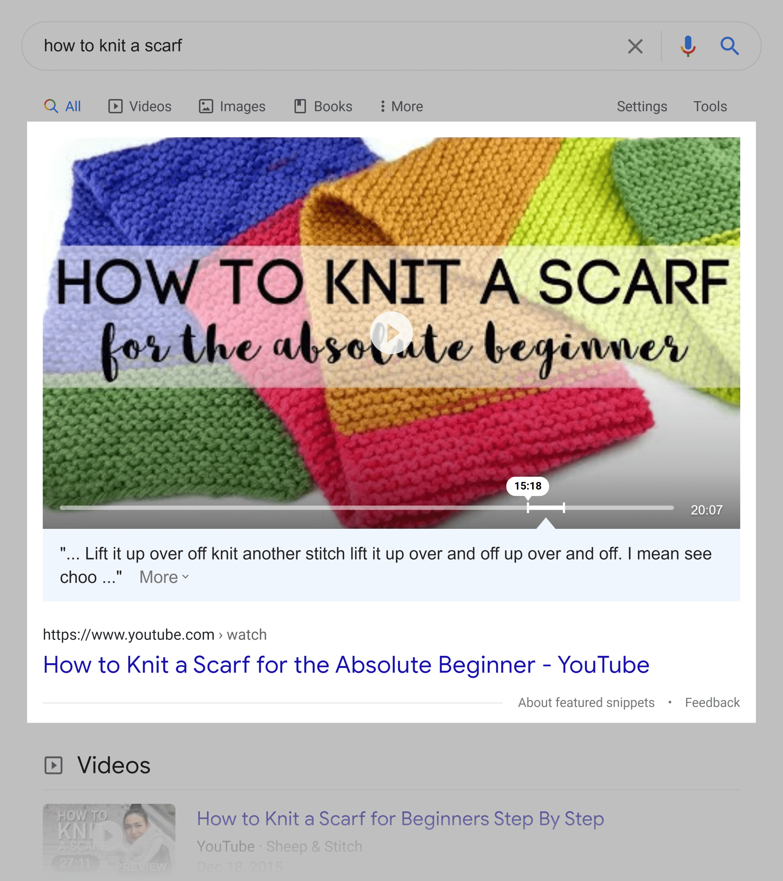 How to knit a scarf – Video featured snippet