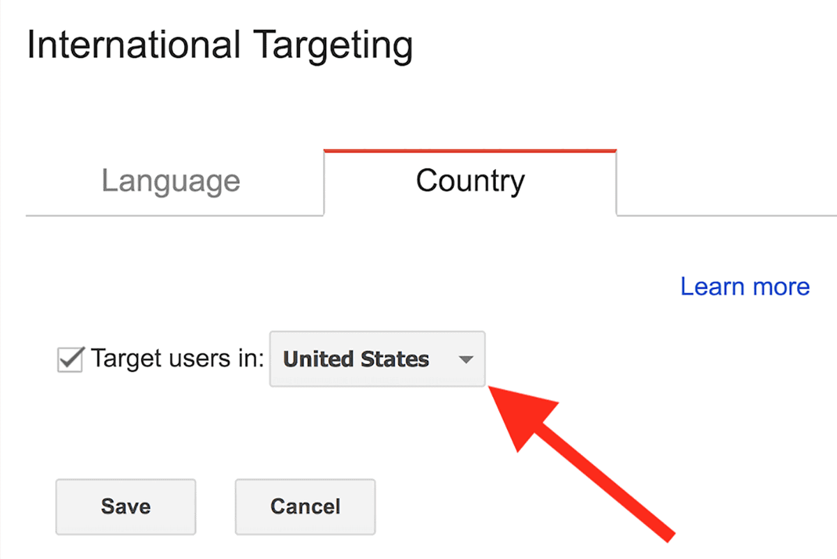 International Targeting – Select country
