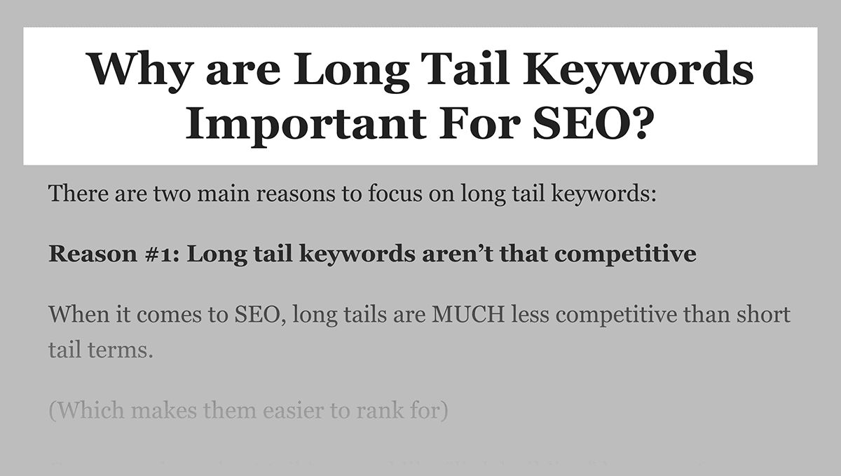 Long tail keywords for Featured Snippets