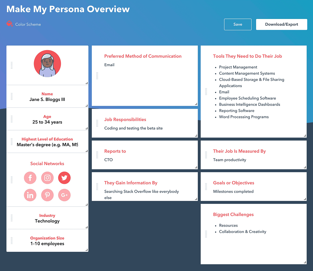 Make My Persona – Customer avatar