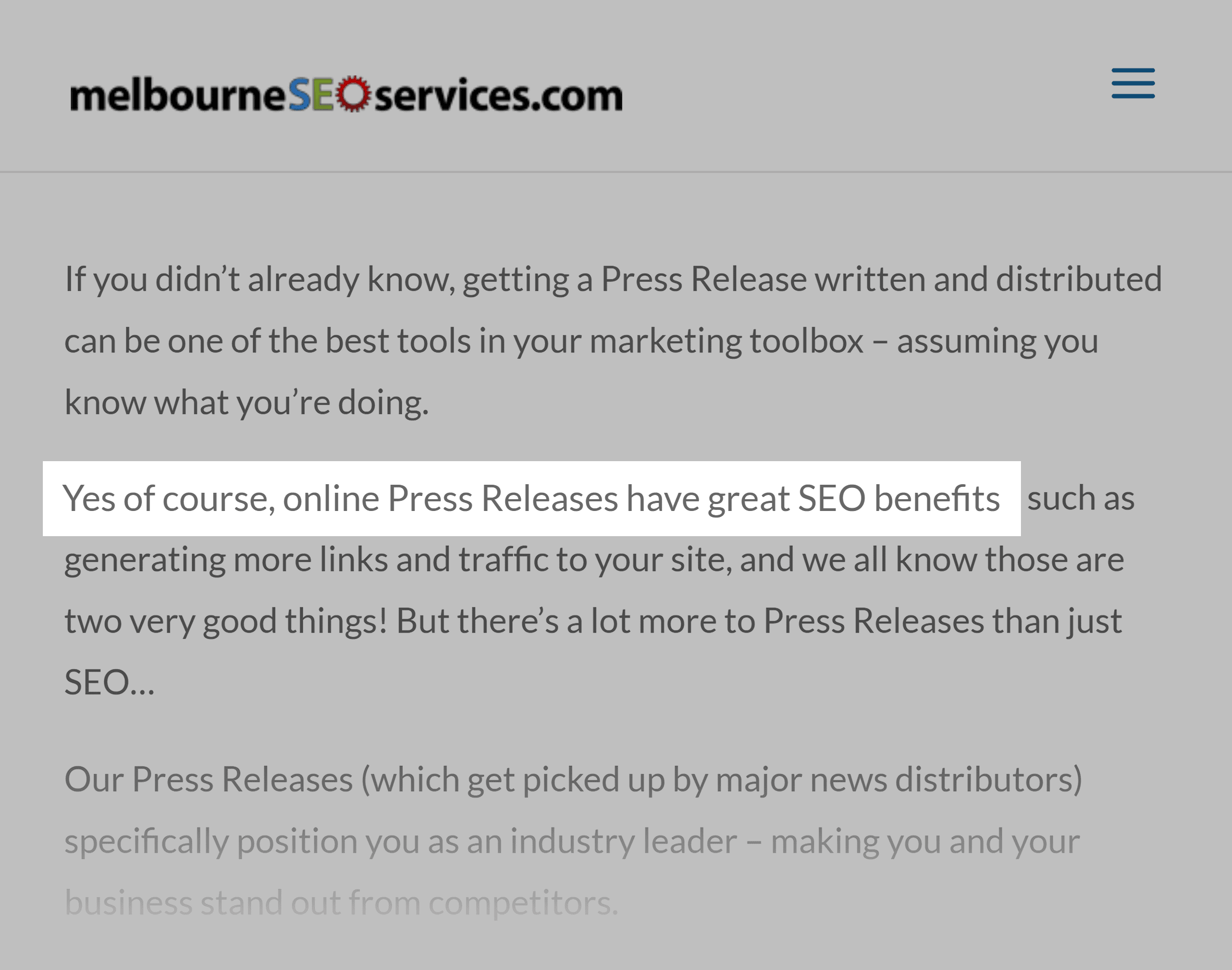 Melbourne SEO services – Press release service