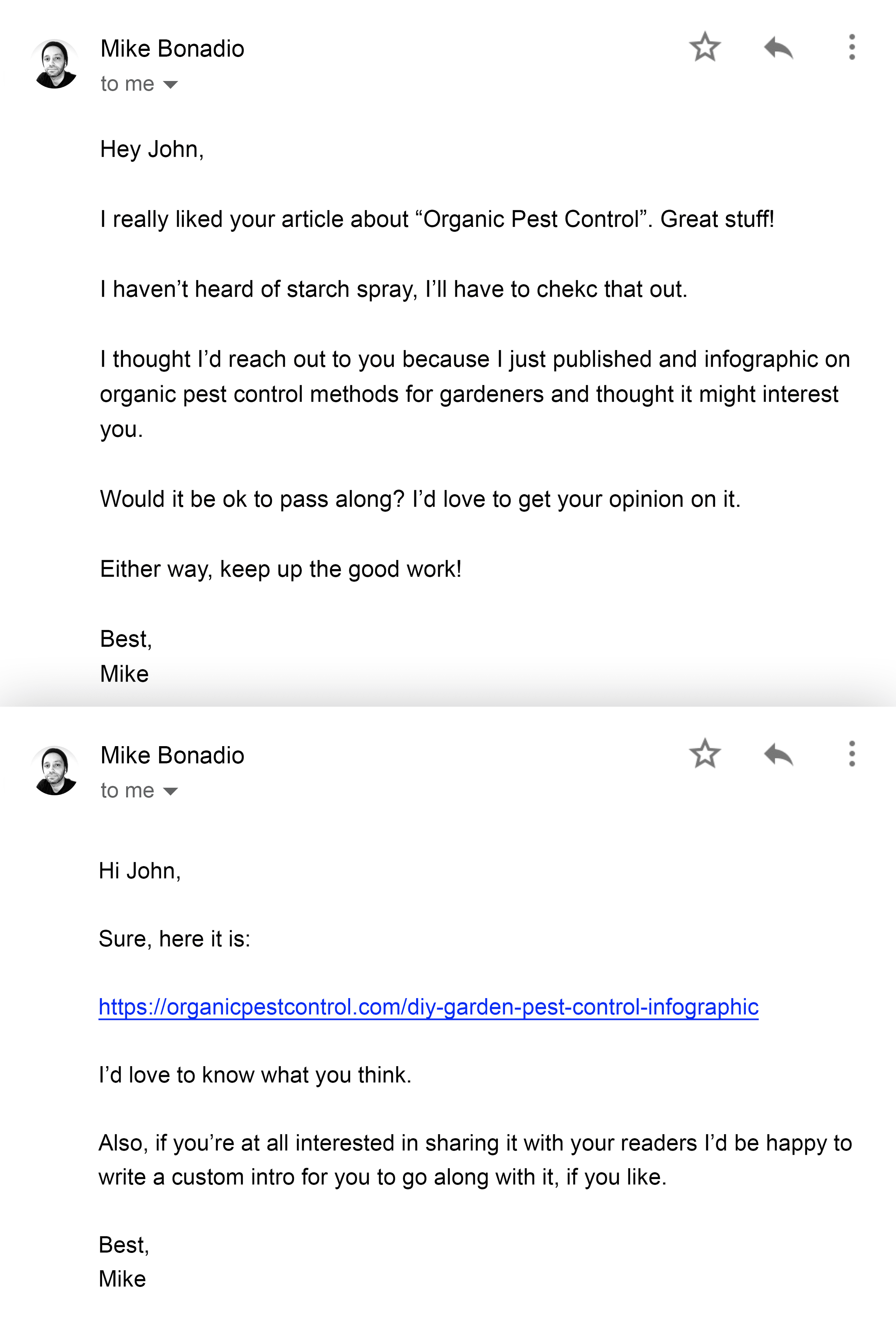 Mike outreach and reply email