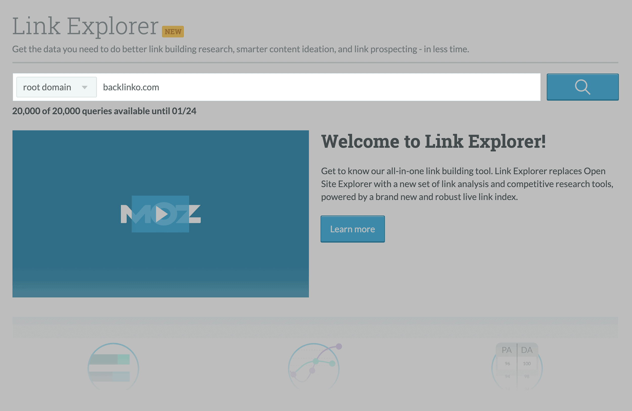 Moz Link Explorer – Enter URL