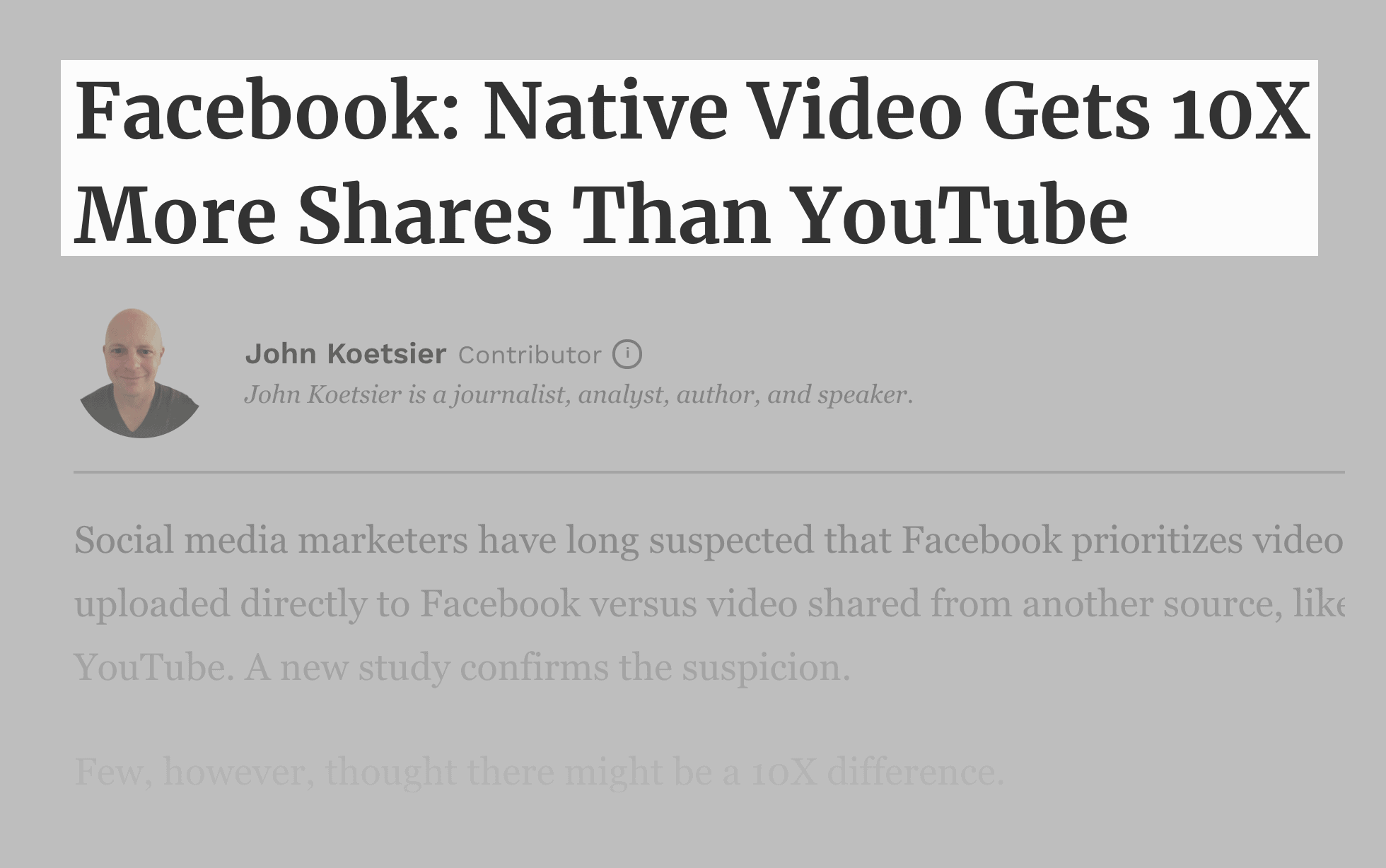 Native Facebook video posts get 10x more views than LinkedIn / YouTube videos