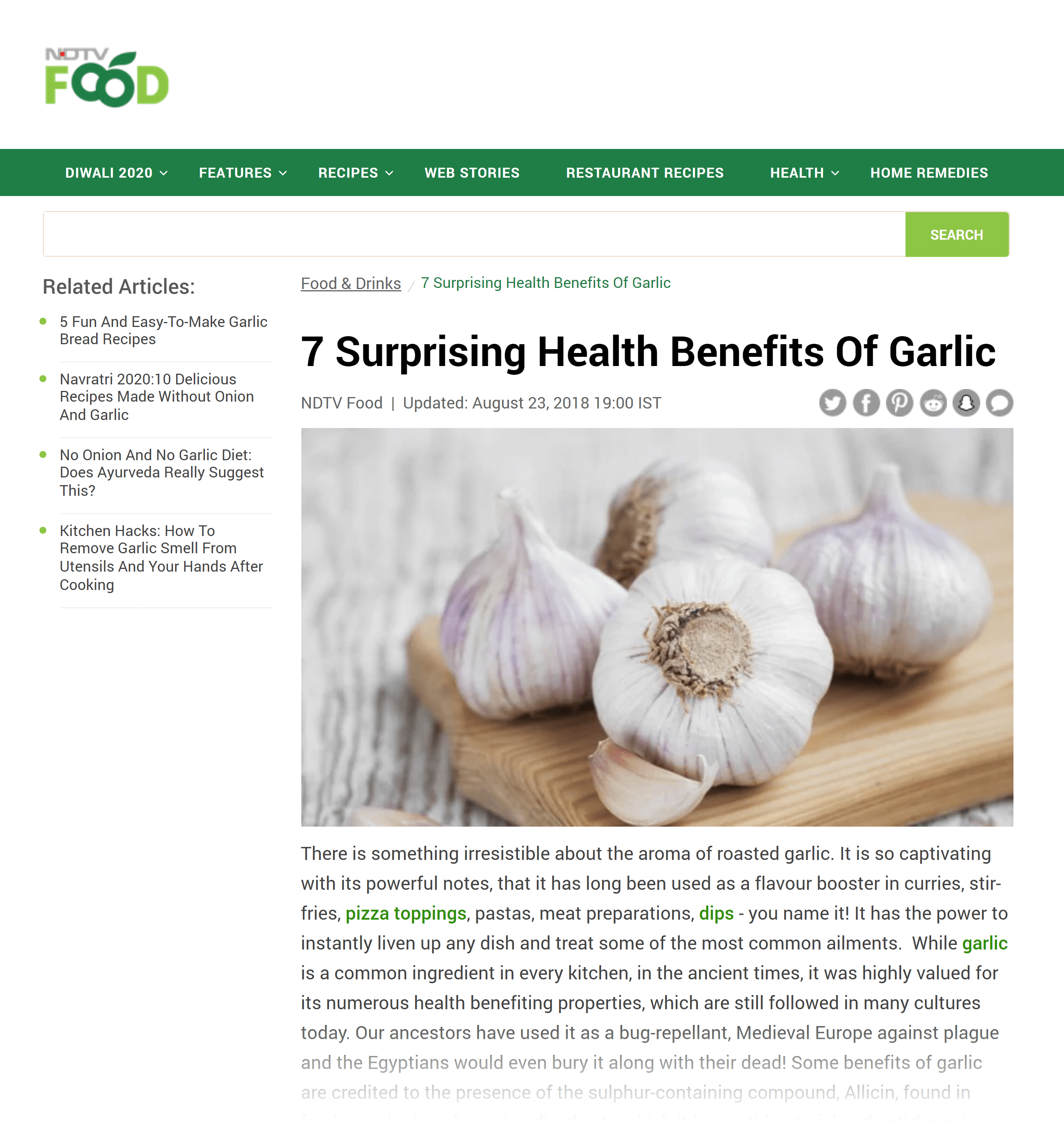 NDTV Food – Surprising health benefits of garlic
