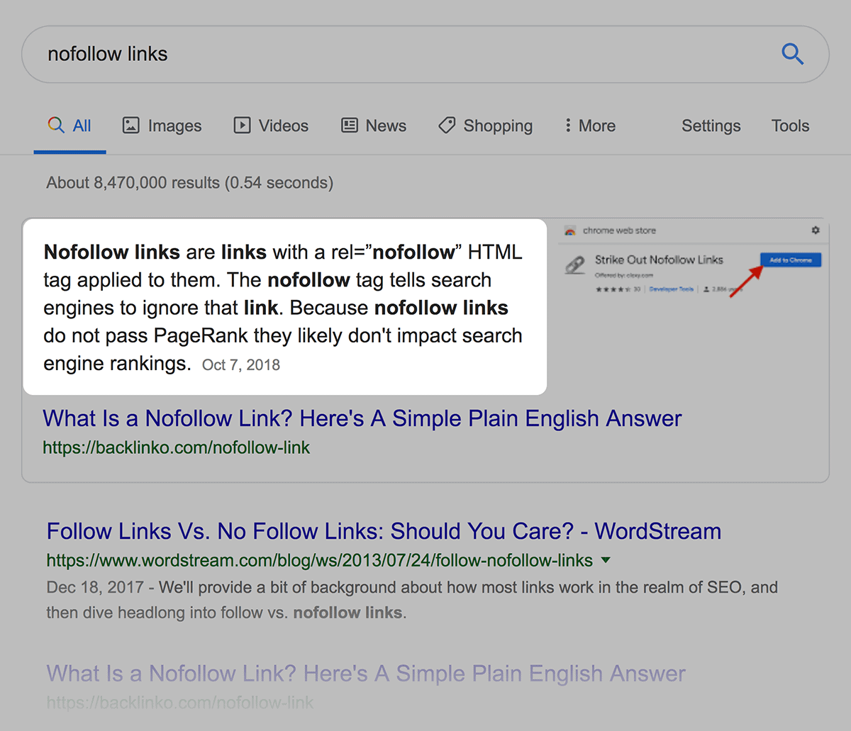 "nofollow links" definition text