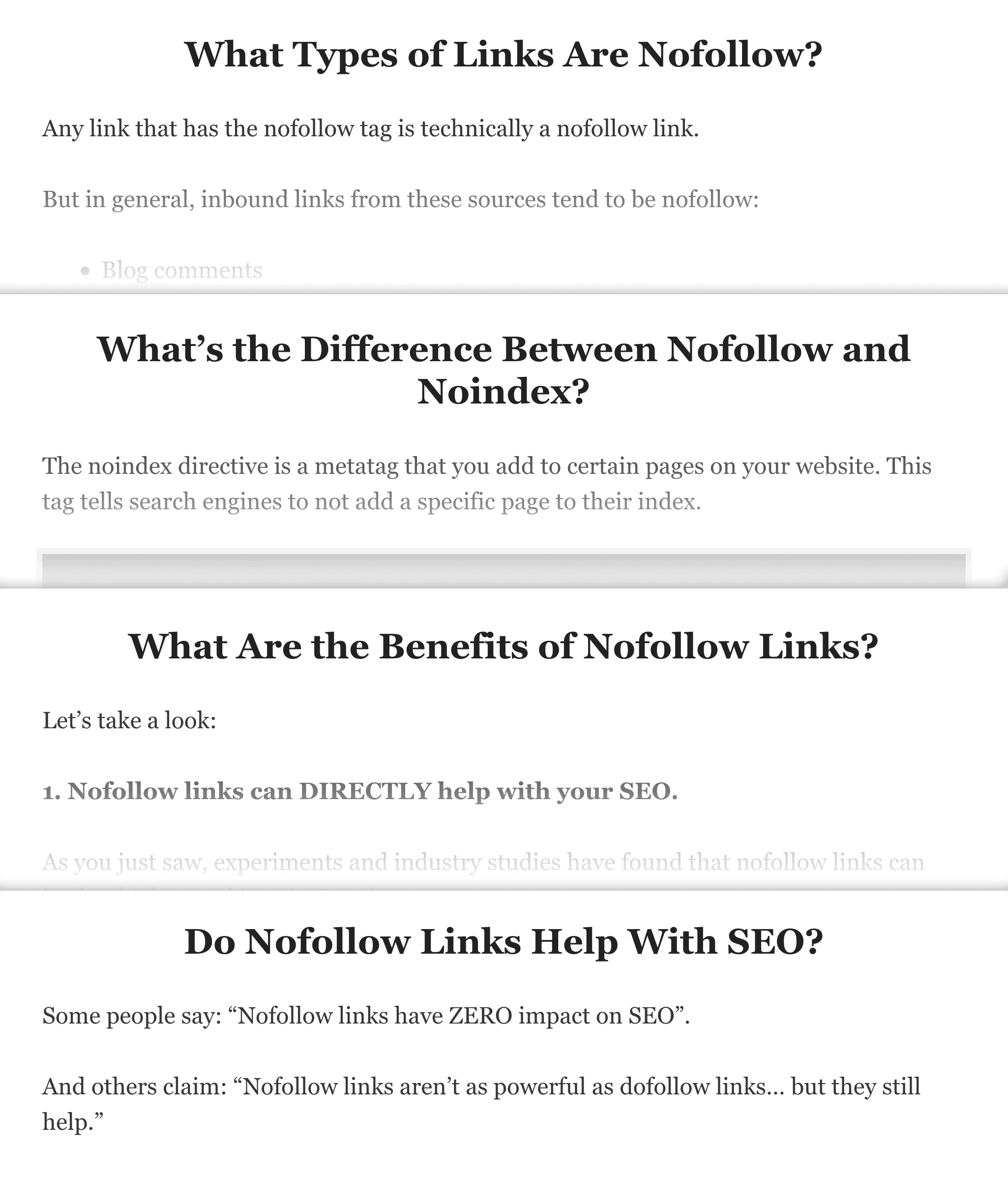 Nofollow links questions