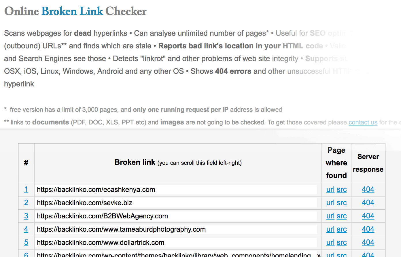 Online Broken Link Checker