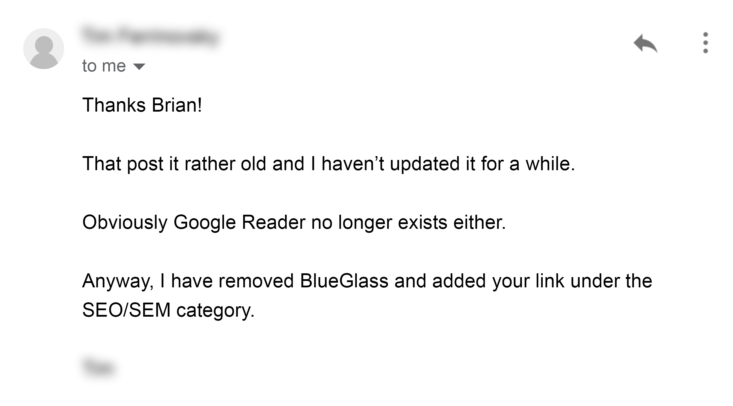 Outreach email reply – BlueGlass