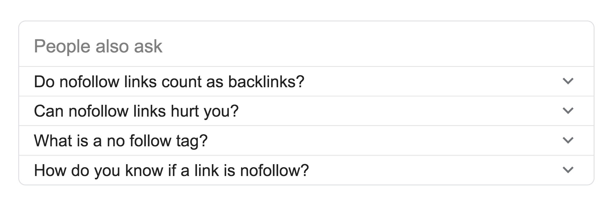 "People also ask" nofollow links