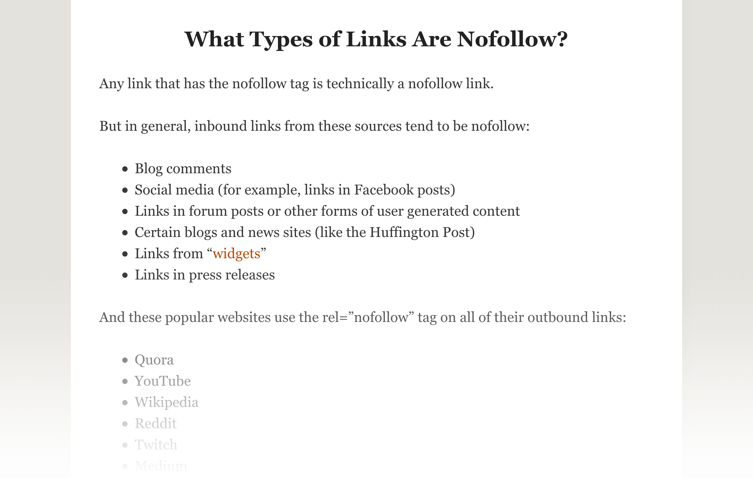 Post about nofollow links - FAQ