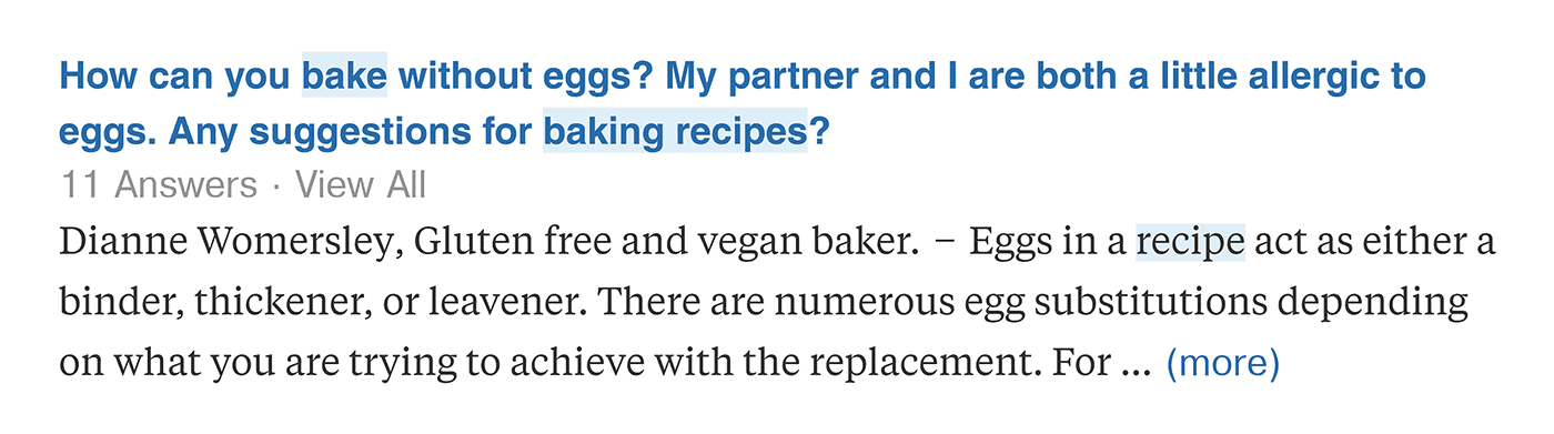 Quora – Bake without eggs