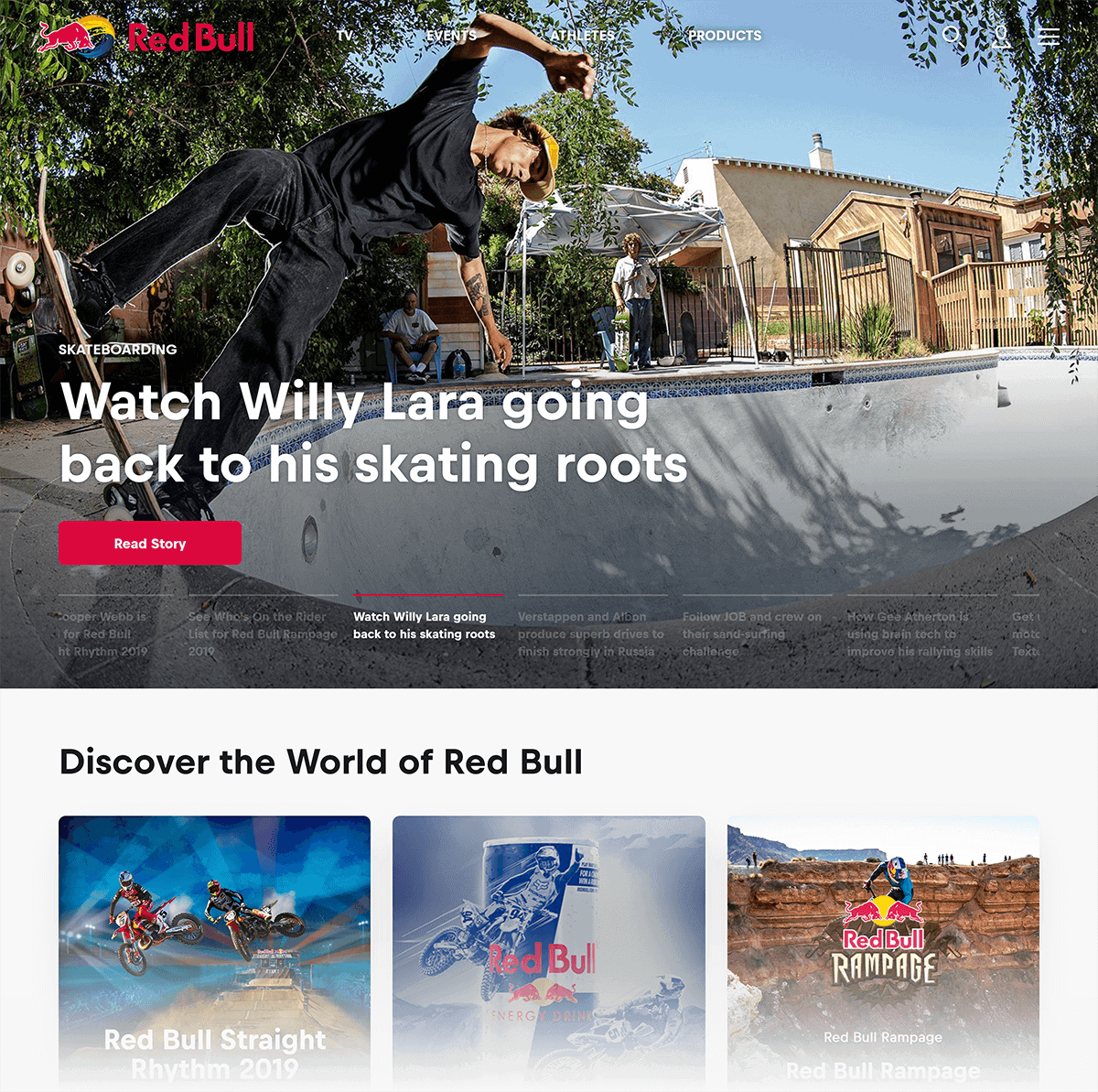 RedBull – Homepage content