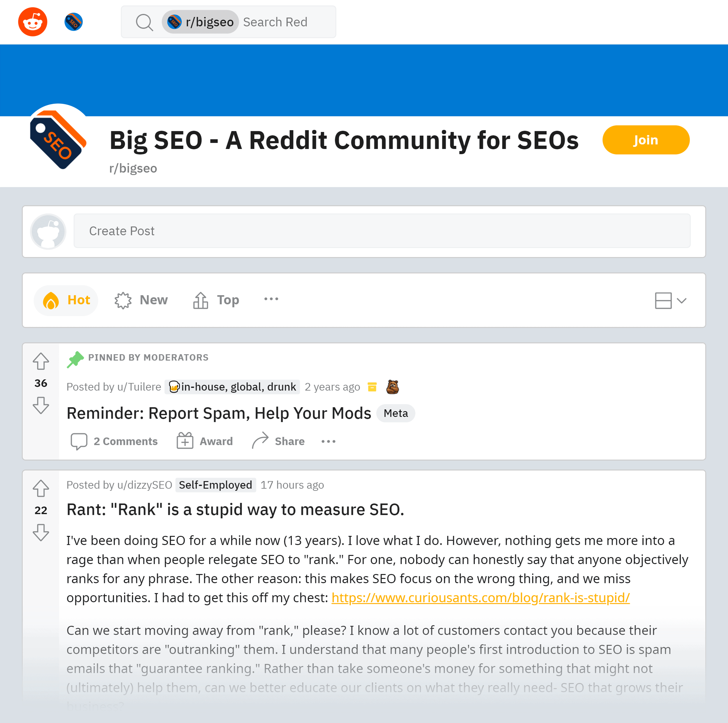 Reddit – BigSEO subreddit