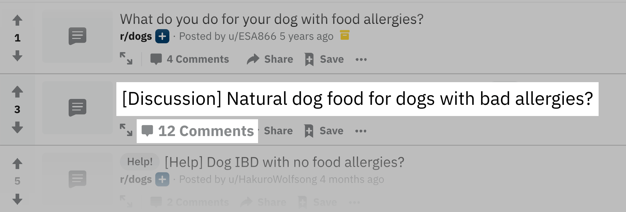 Reddit – "dog food allergies"