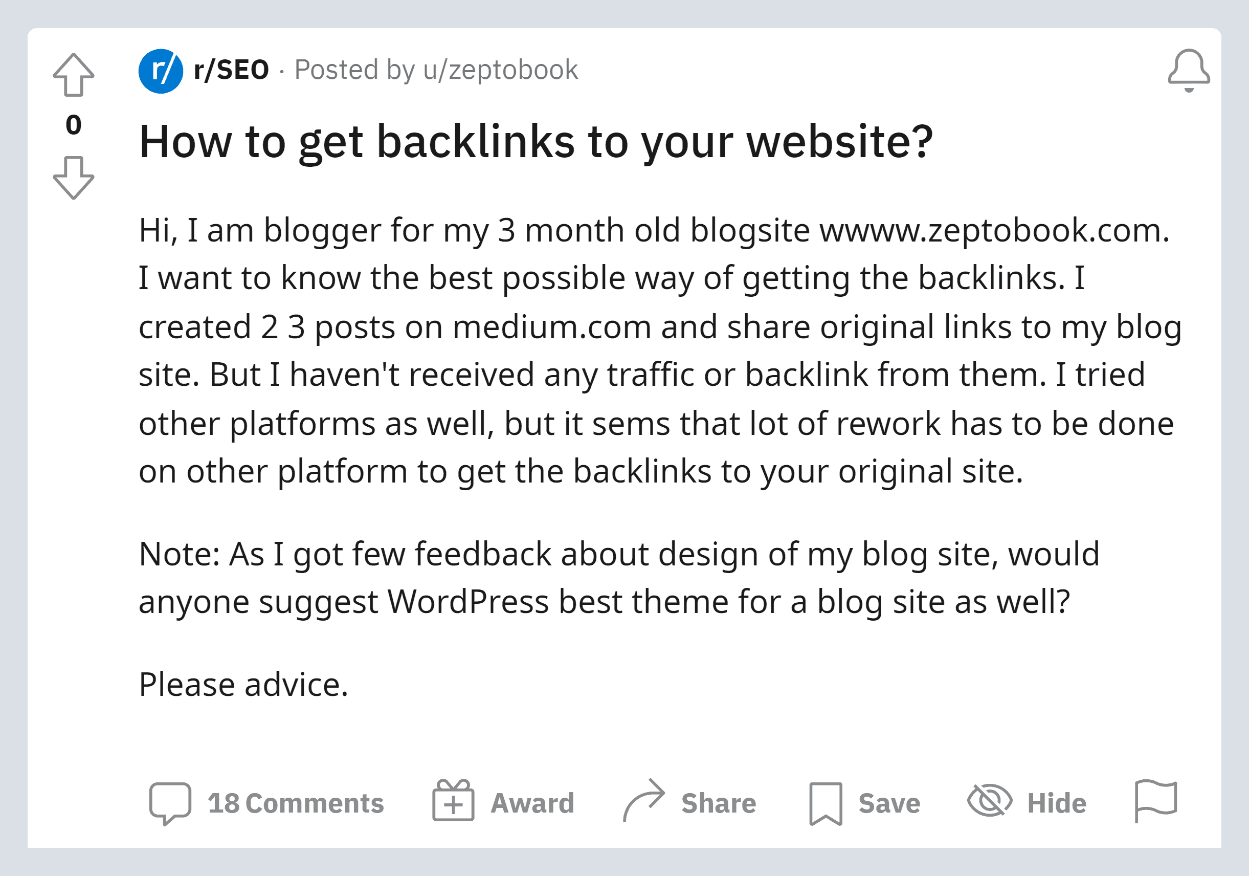 Reddit – SEO – Backlinks question