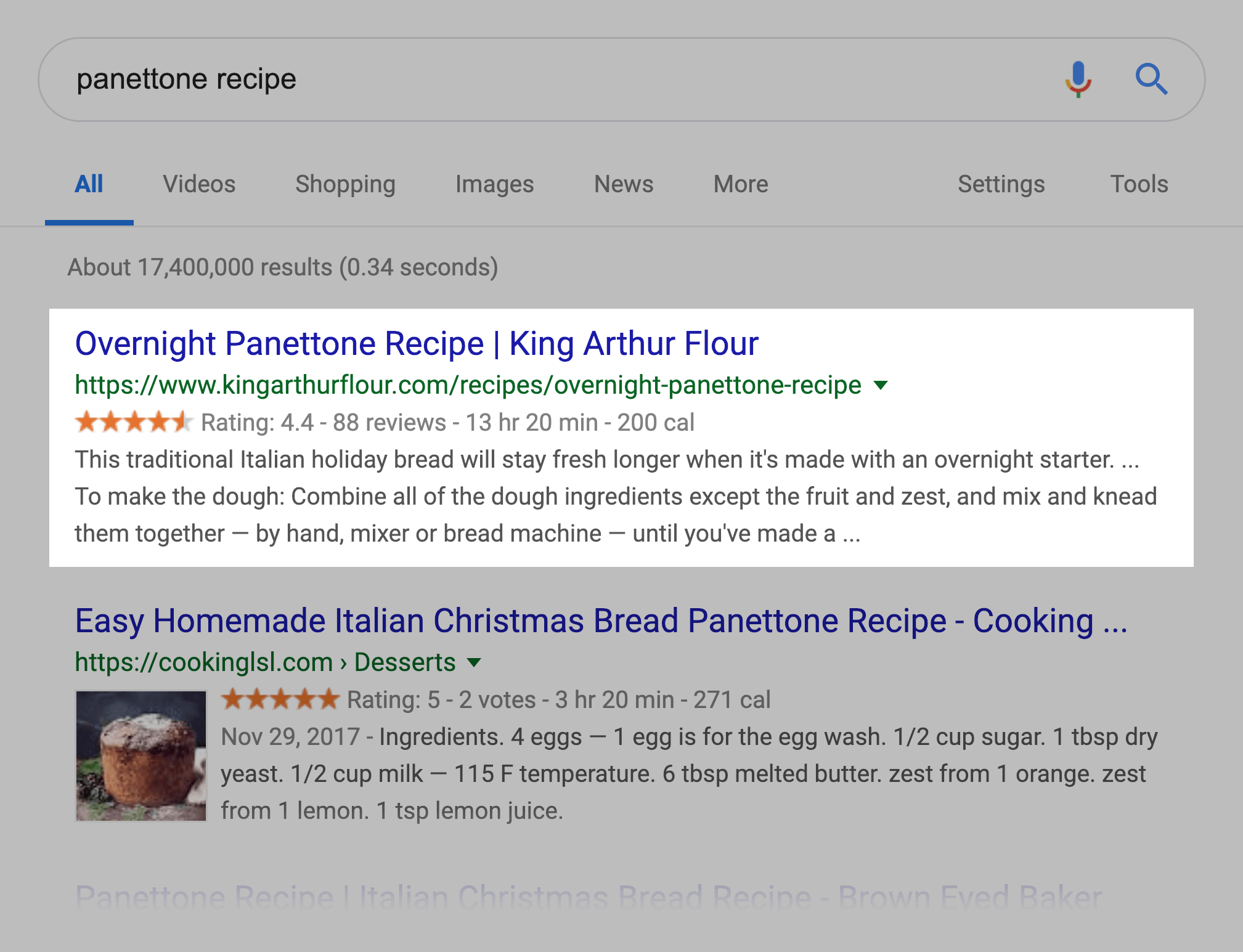 Rich Snippet example SERPs