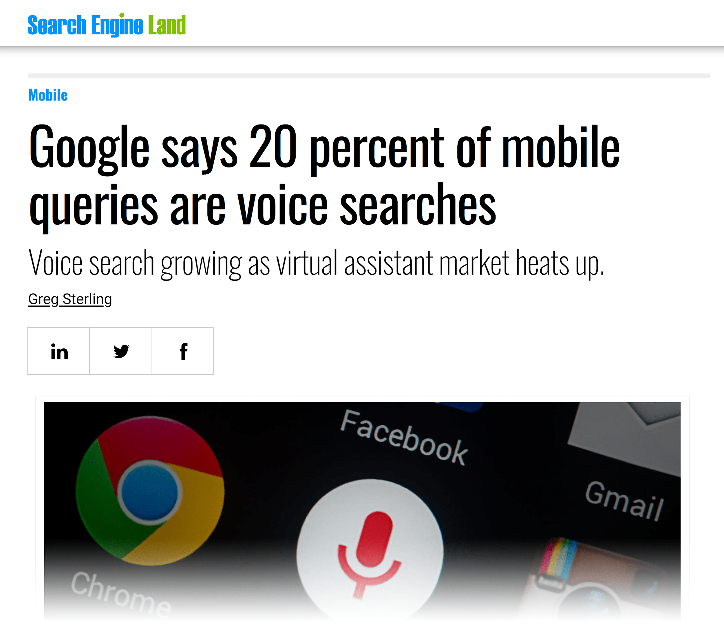 Search Engine Land – 20% are voice queries