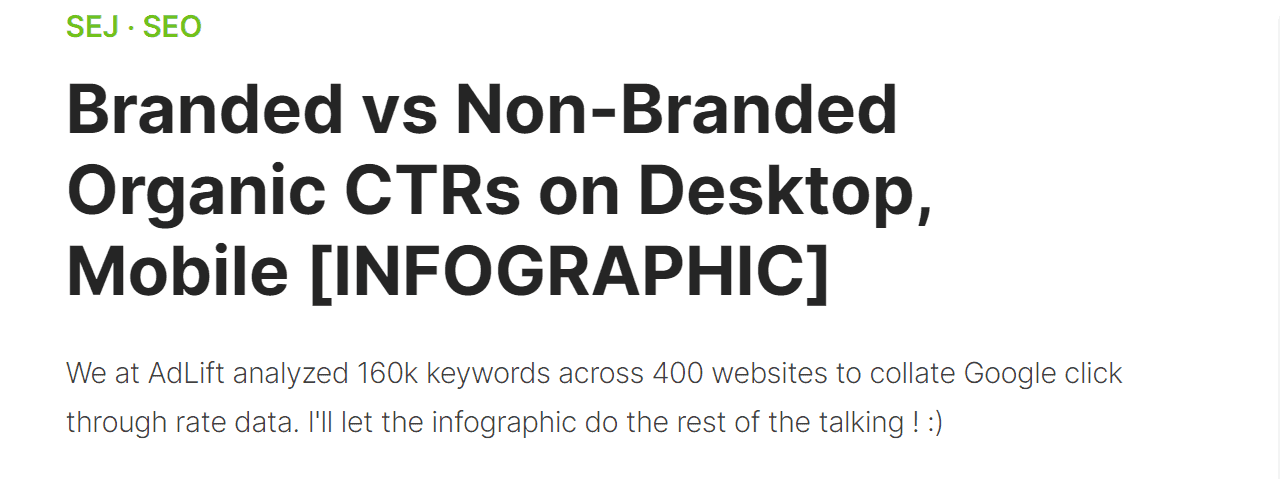 Searc Engine Journal study on branded and non-branded keywords