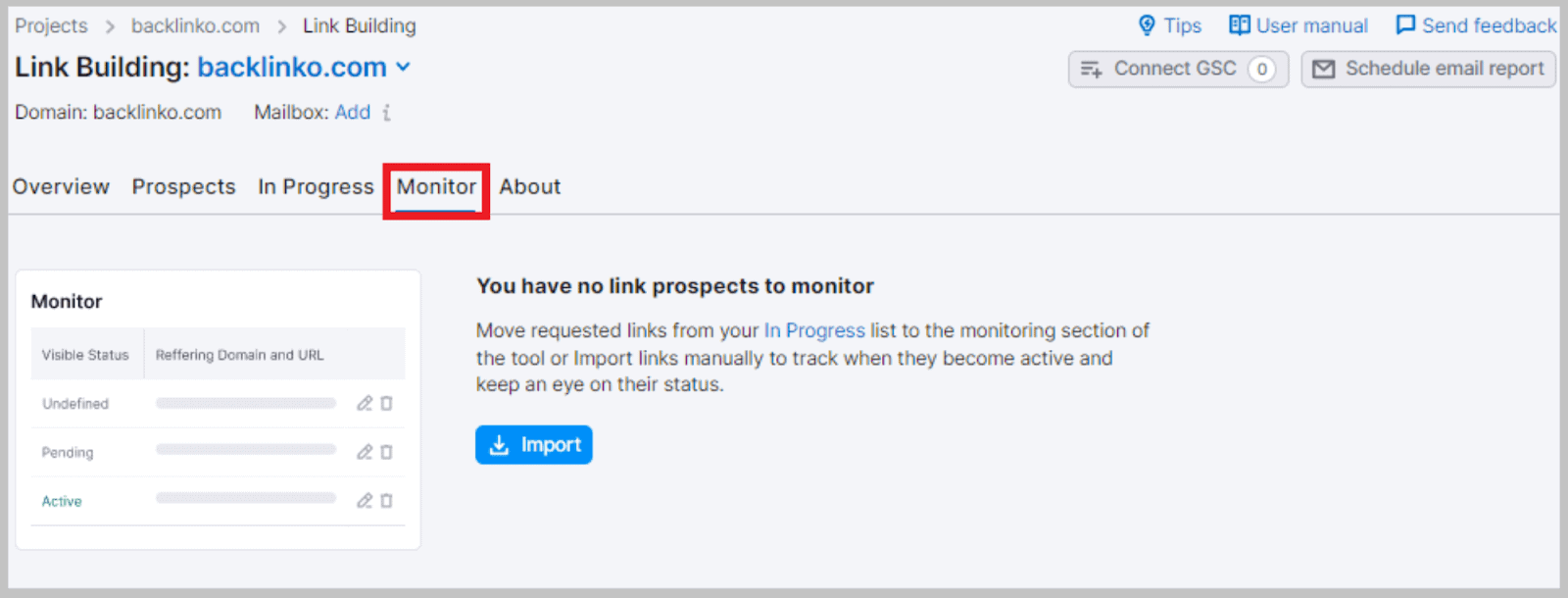 Monitor responses from backlinks prospects