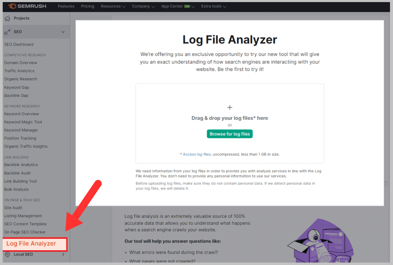 Log file analyzer to determine how Google crawls your website