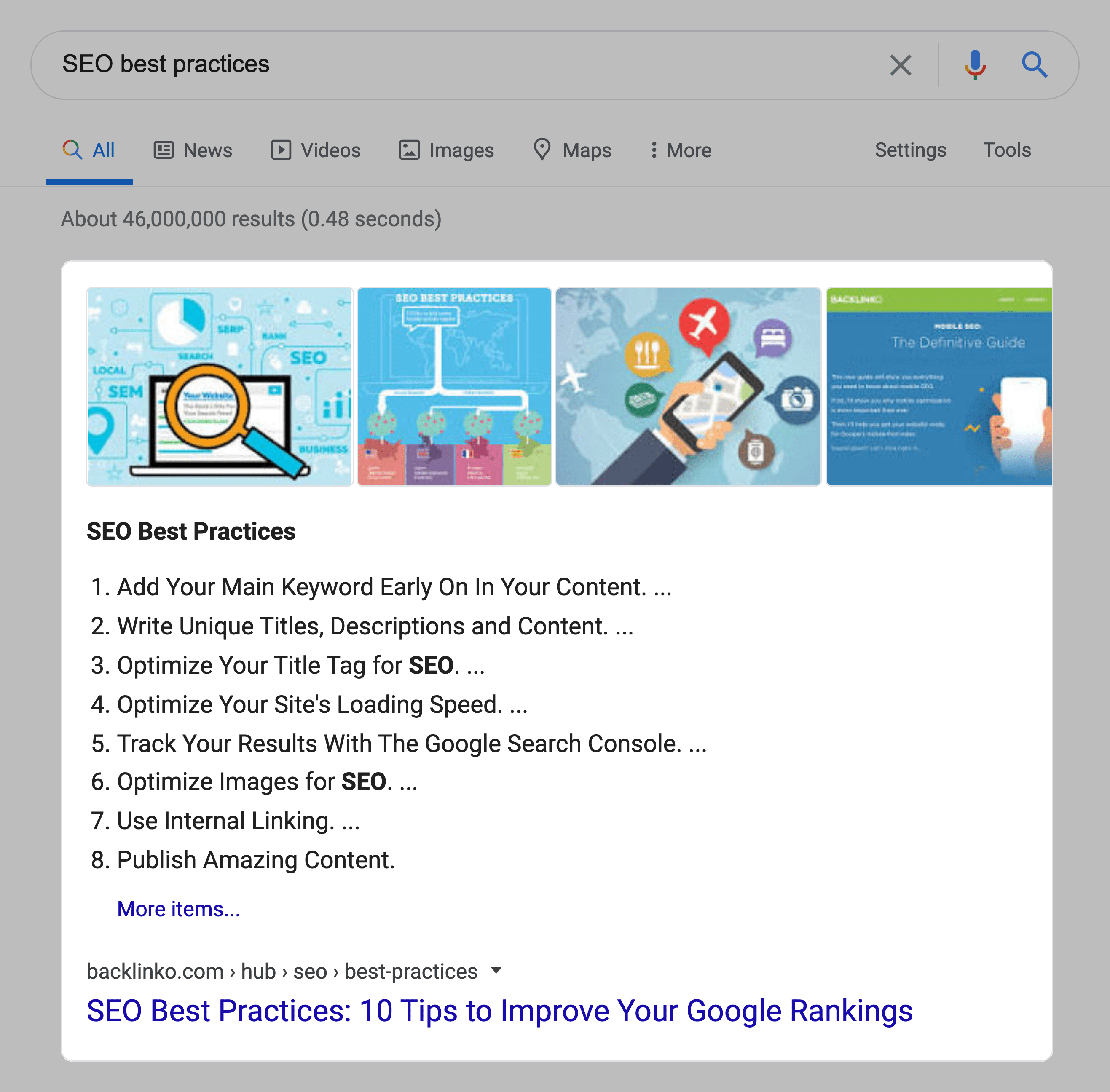 SEO best practices – SERPs – Featured snippet