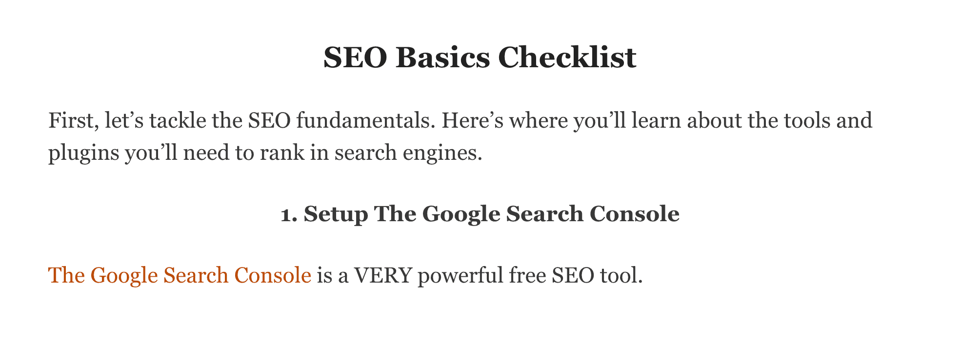 SEO checklist – New first step
