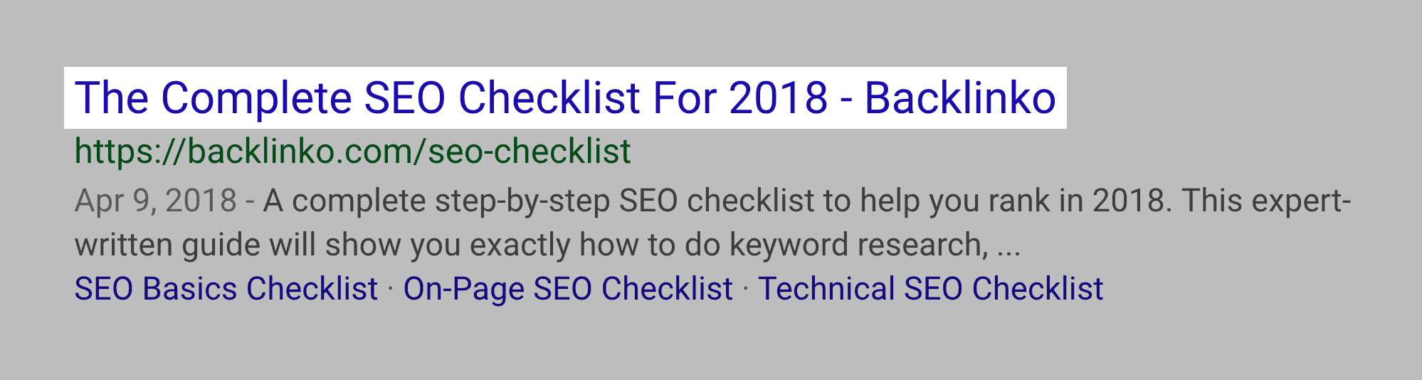 SEO Checklist – New title tag