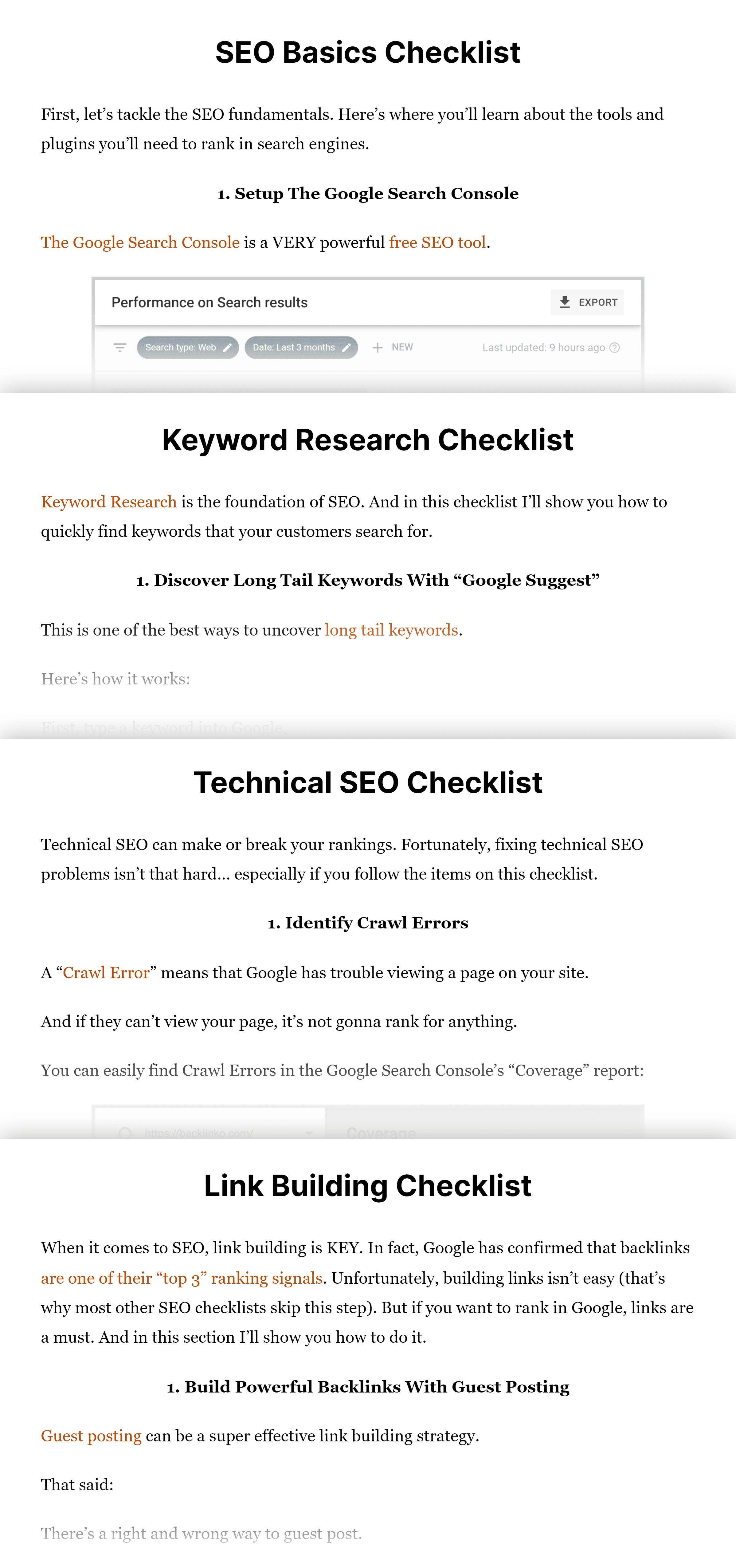 SEO checklist – Subtopics