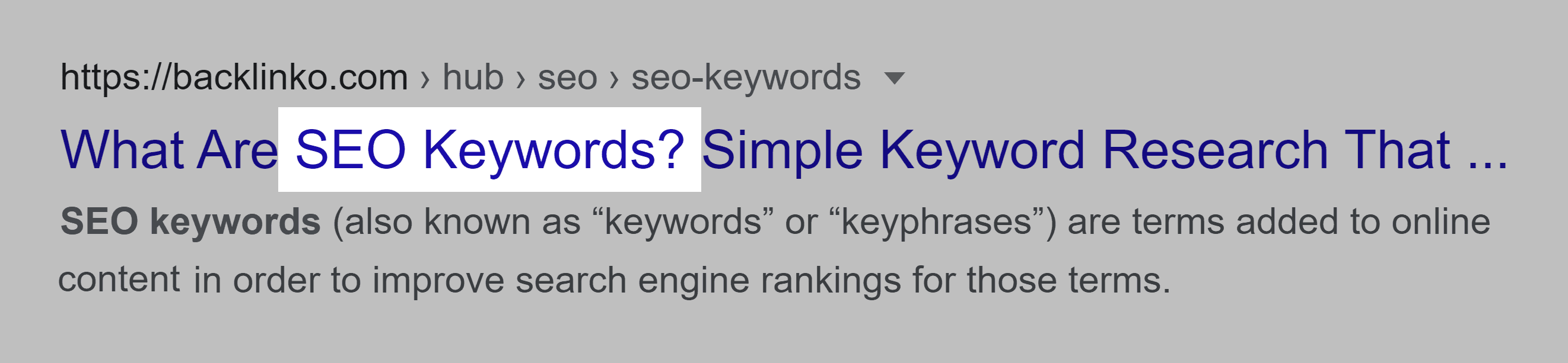 "SEO keywords" keyword in title tag