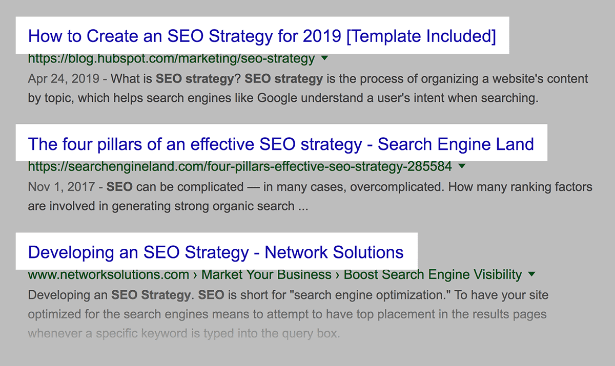 "SEO Strategy" high-level approach results