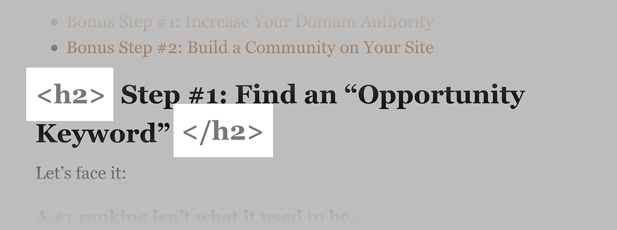 SEO Strategy post – Step in H2 tag