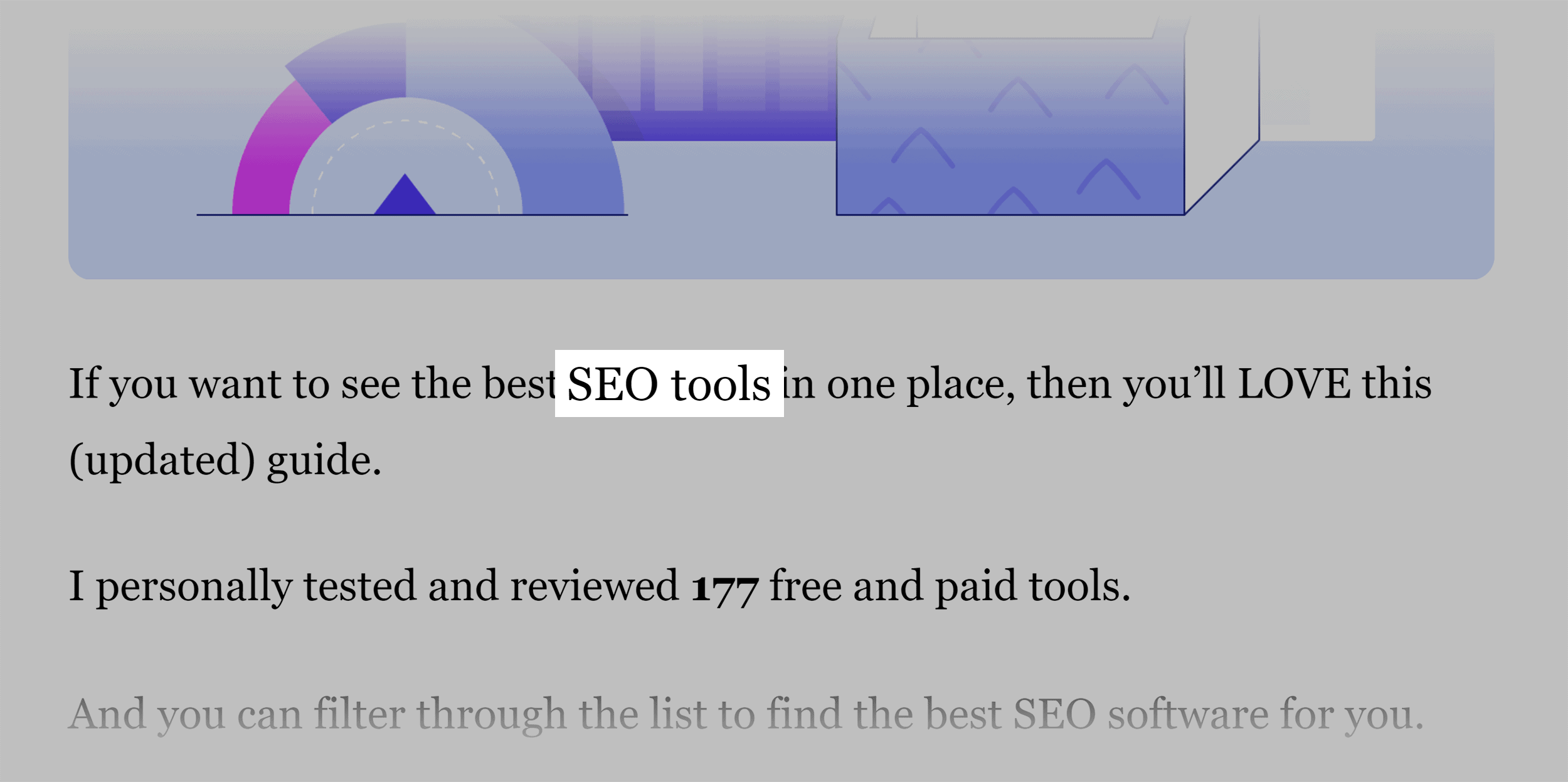 "SEO tools" keyword at start