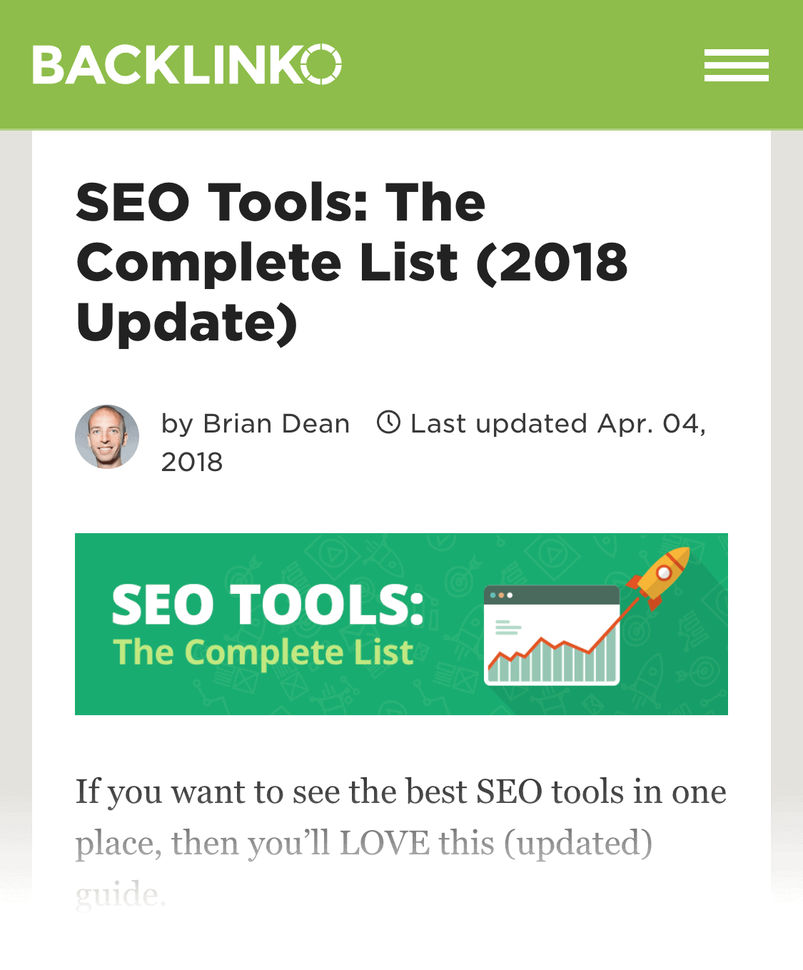 SEO Tools post – Mobile version