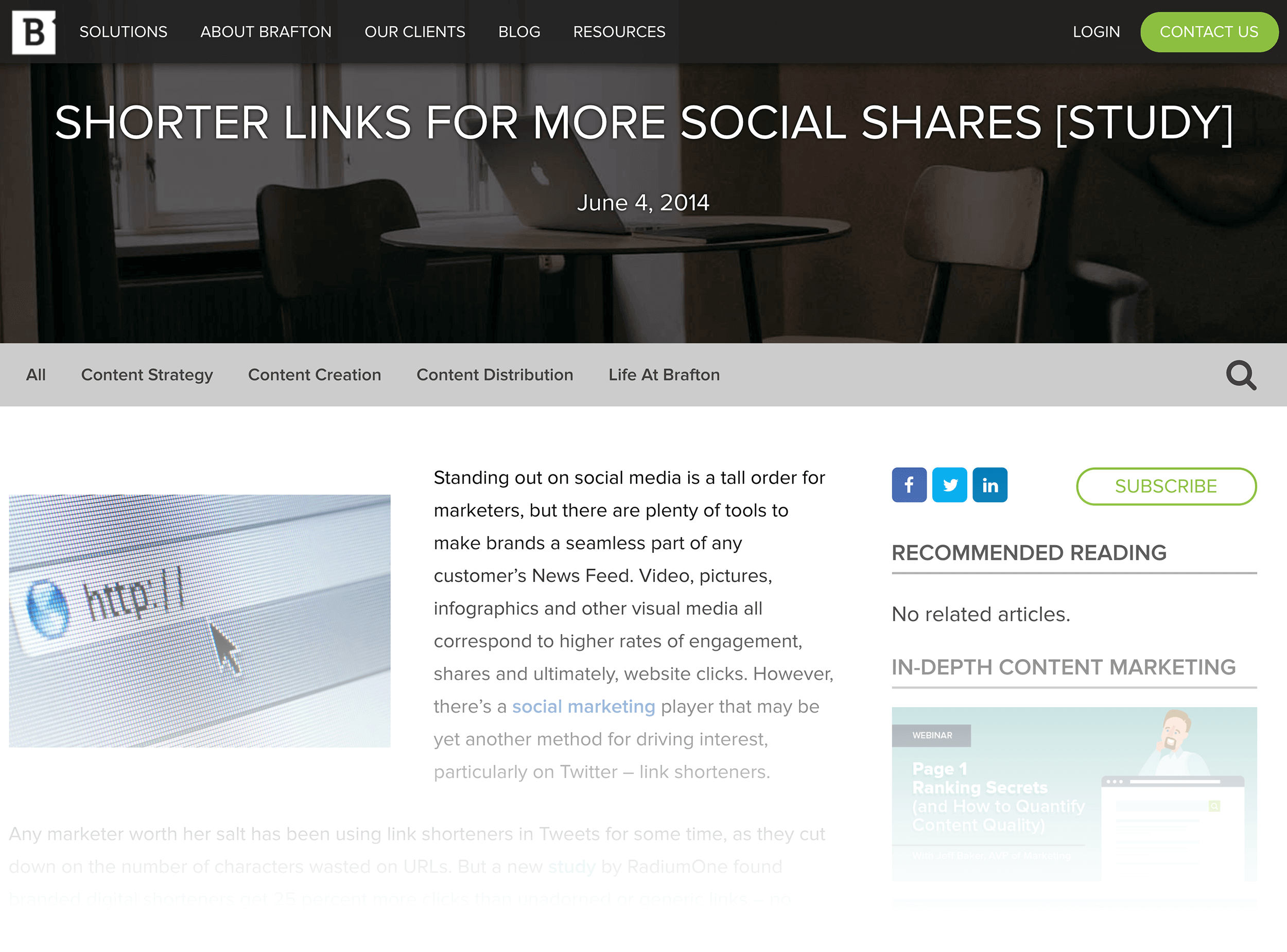 Short URLs are correlated with more social shares