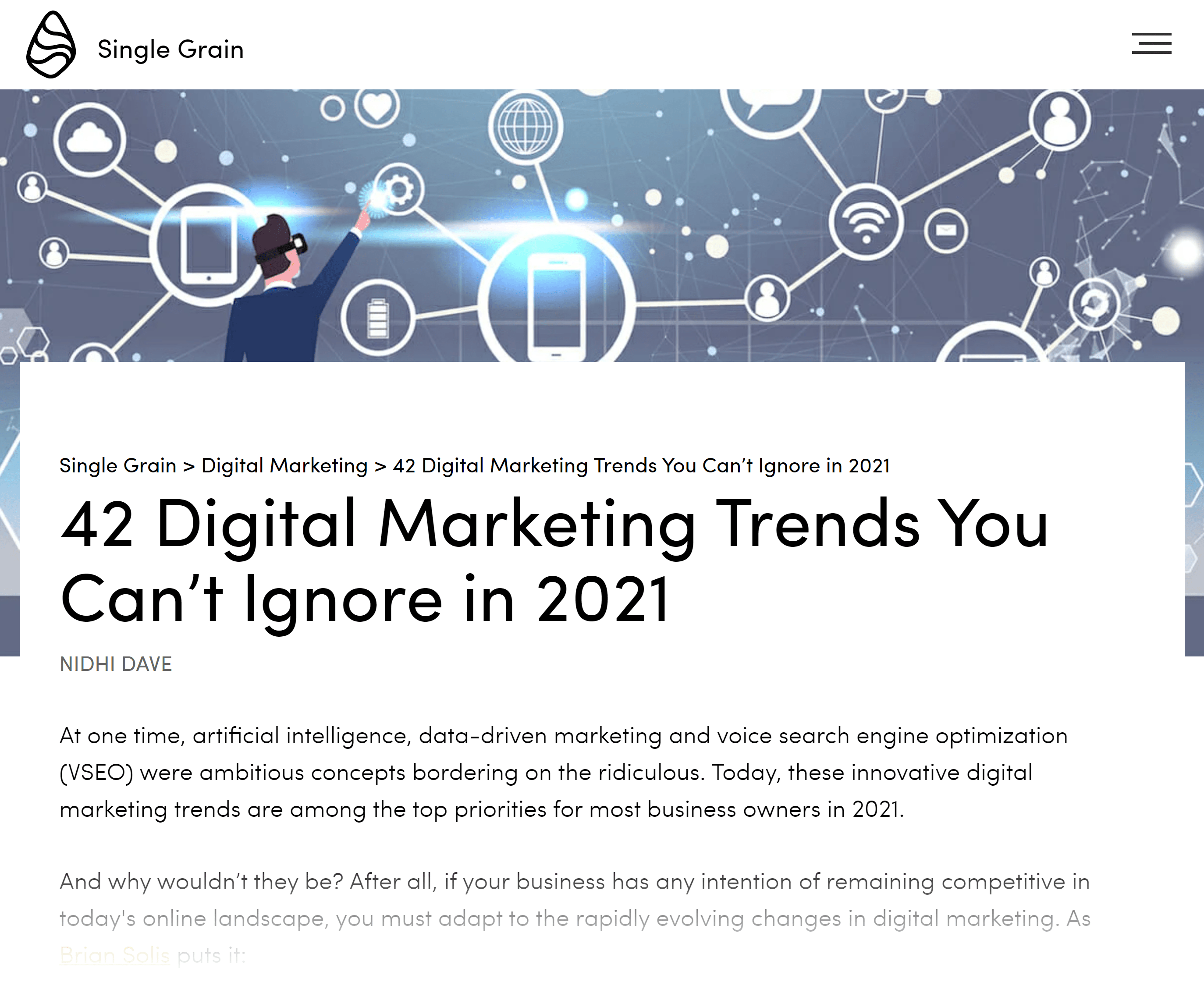 Single Grain – Digital marketing trends 2021