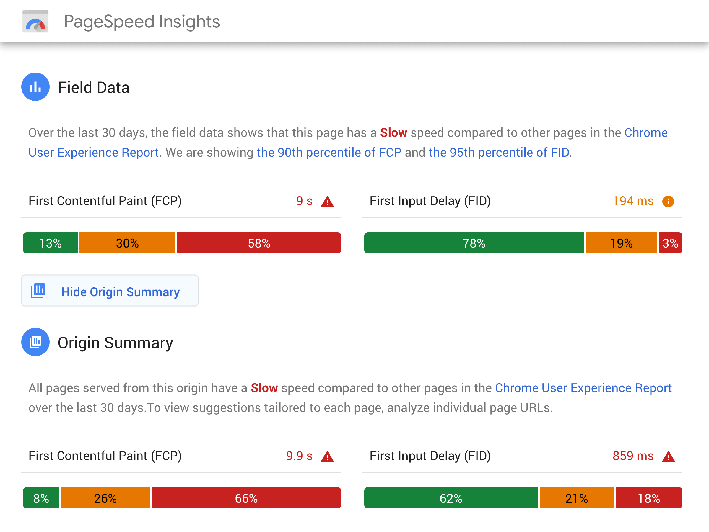 Site speed insights – Chrome