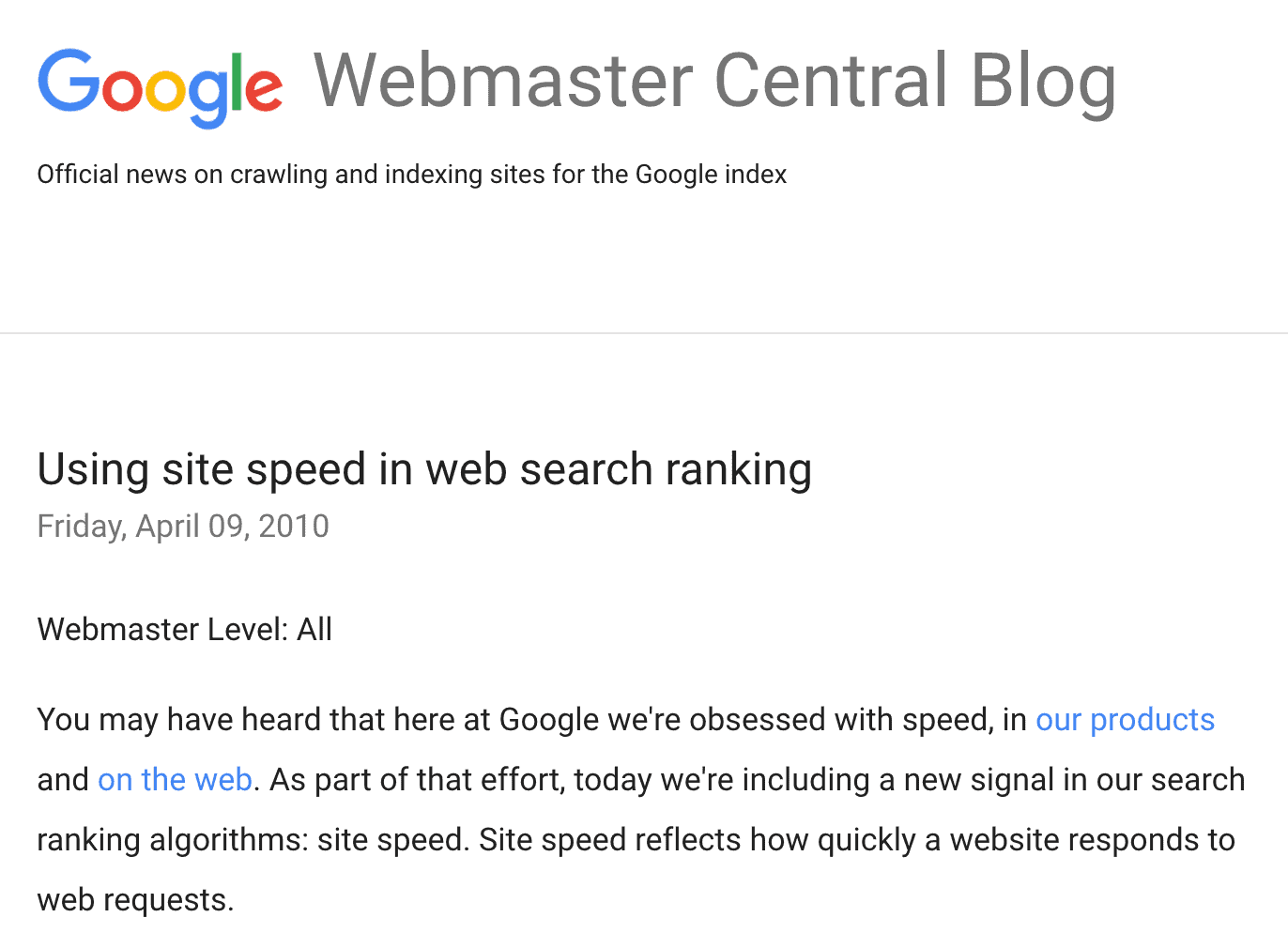 A site&#039;s loading speed is a ranking factor