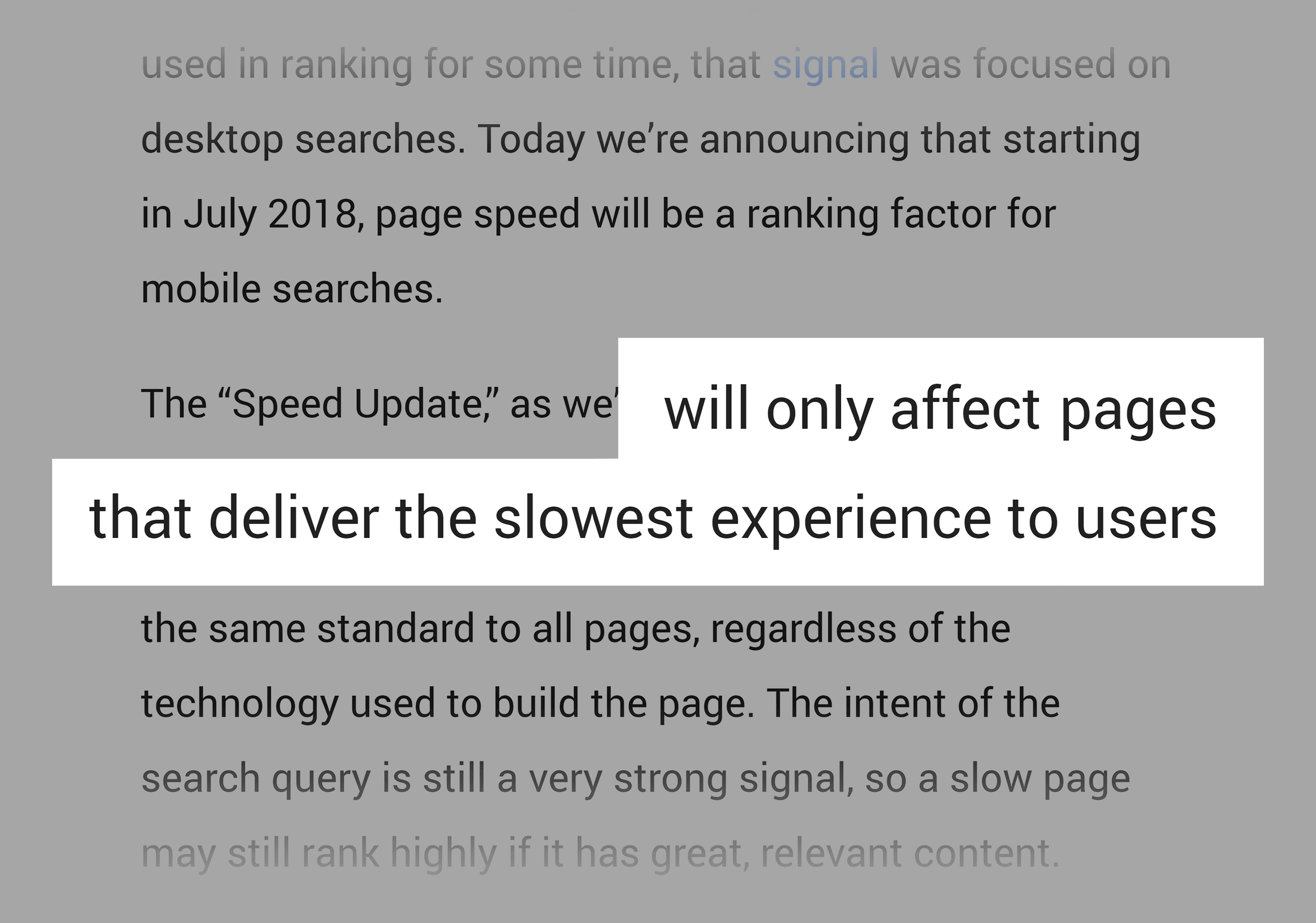 Speed update only affecting slow pages