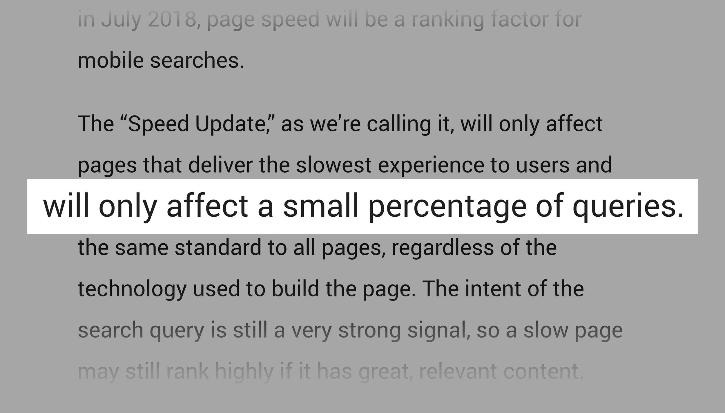 Speed update only affecting small percentage of queries