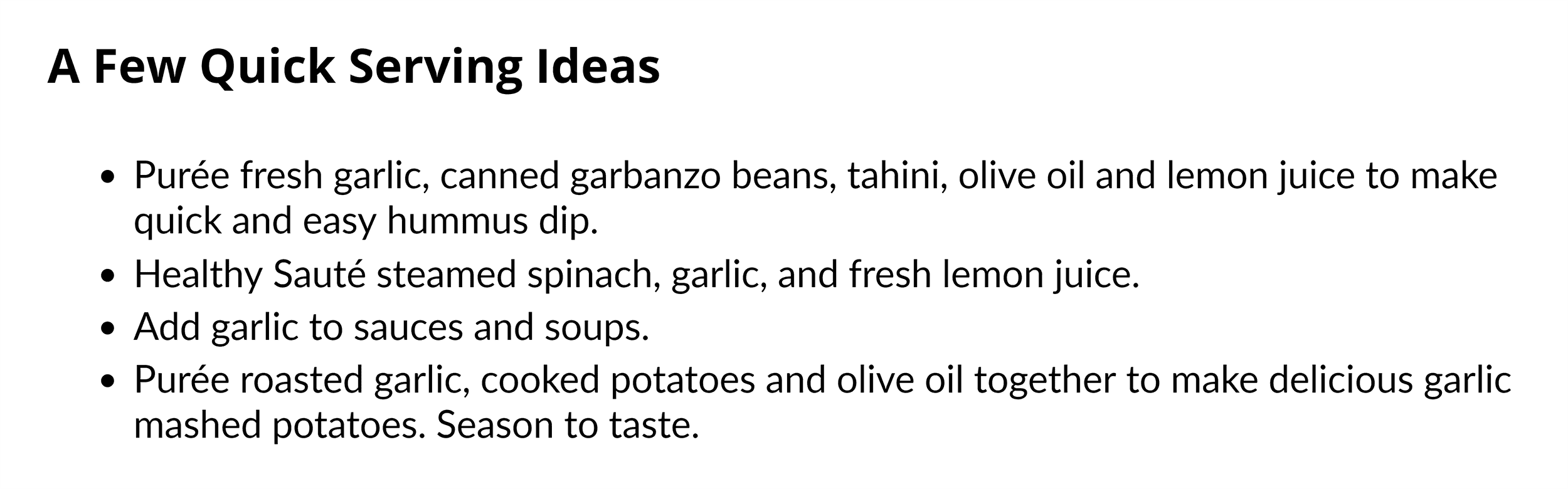 WHFoods – Garlic serving ideas